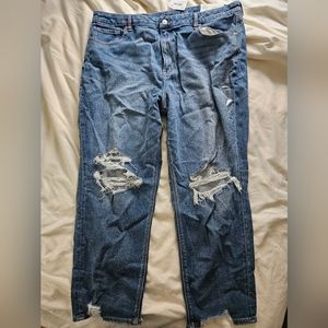 American Eagle Stretch Curvy Mom Jeans, size 20 short, ripped details